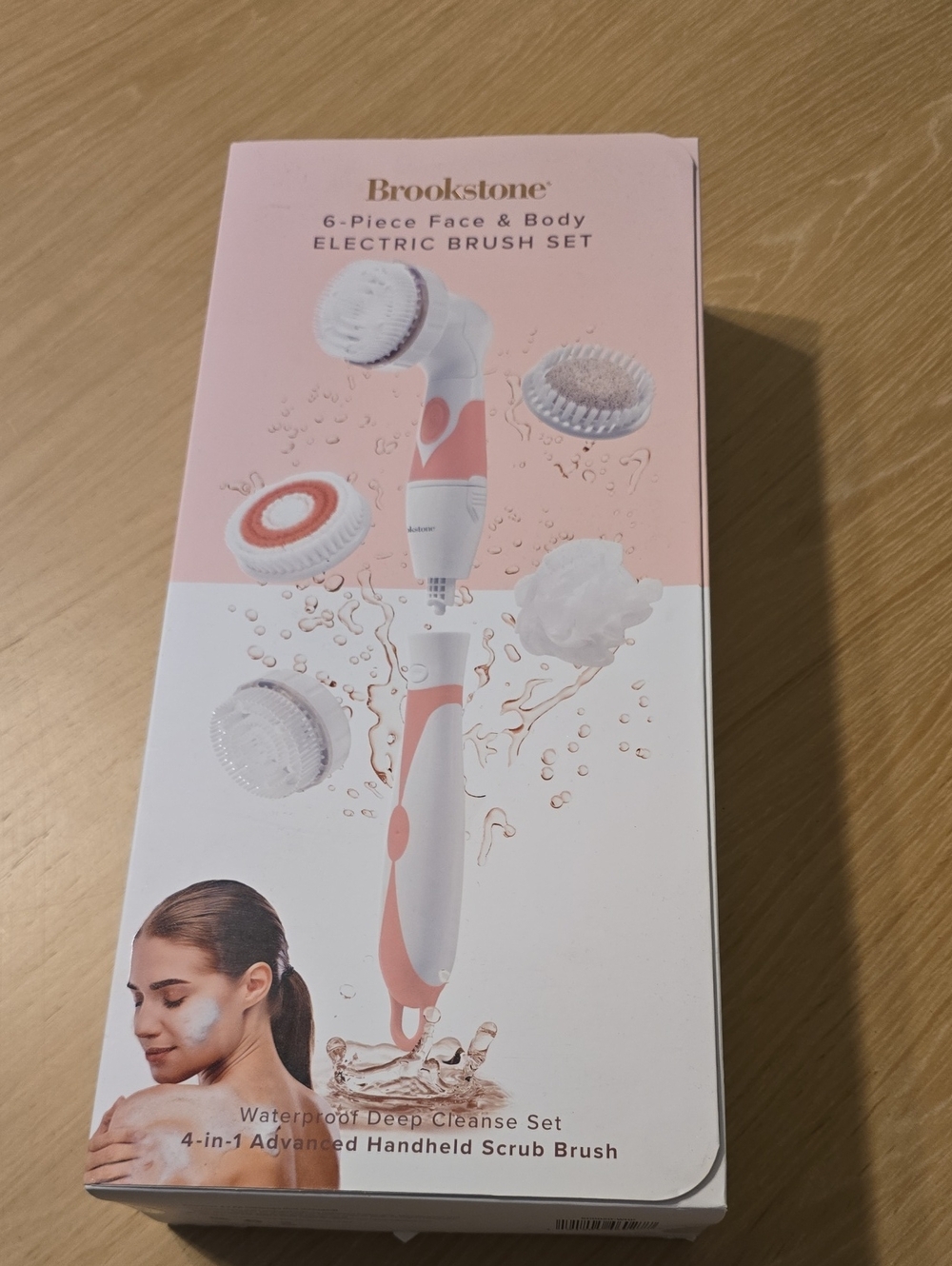 Brookstone Pink and White 6-Piece Electric Face & Body Brush Set